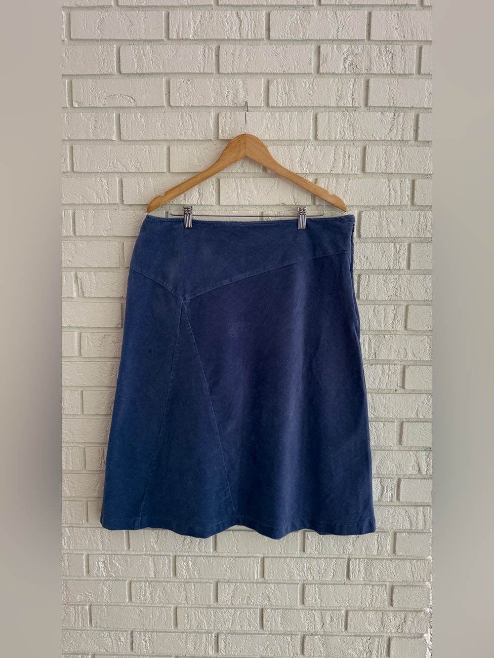 VTG Sag Harbor Blue Corduroy A-Line Midi Skirt 16 Preppy Academia Miss Honey 90s